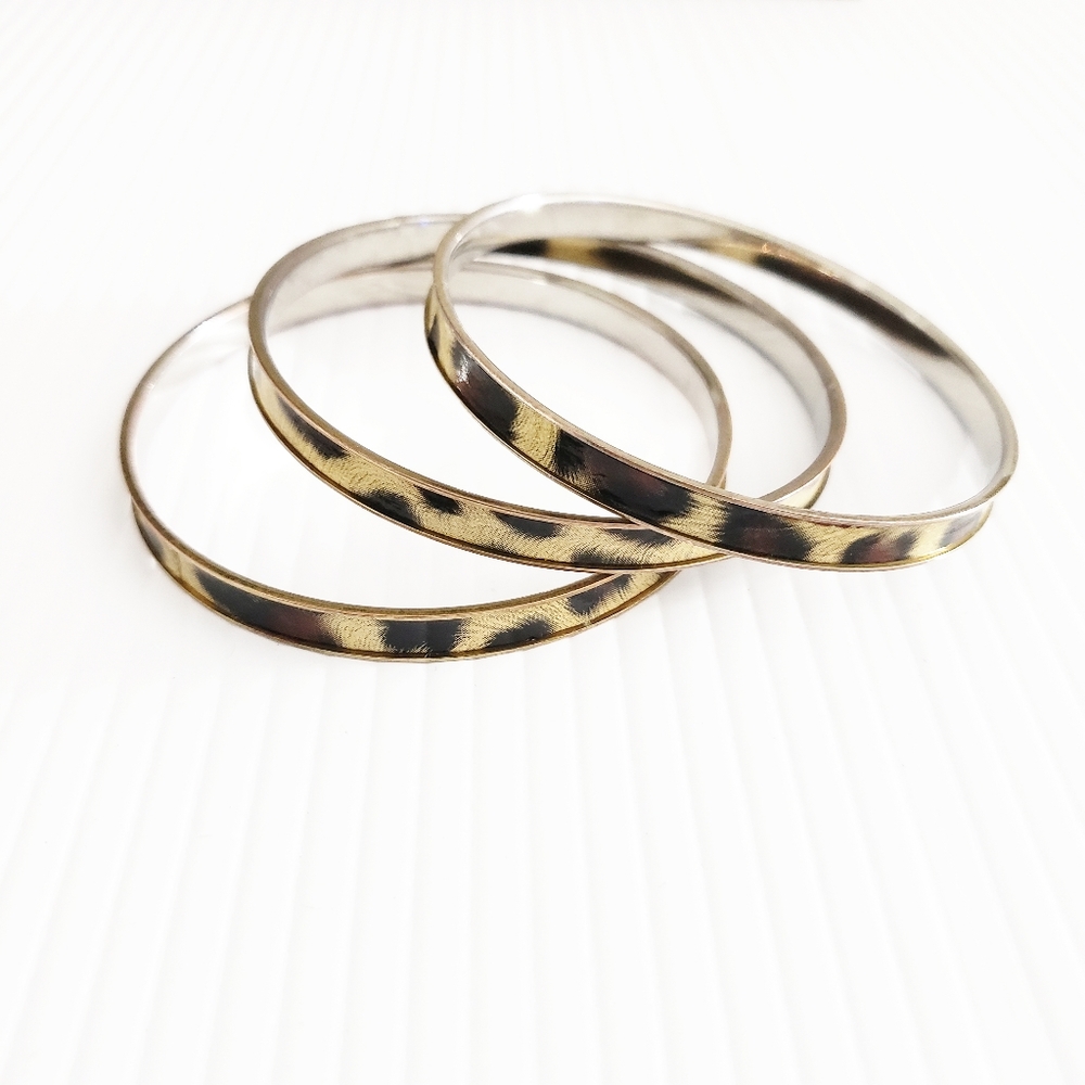 Set of 3 Bangle Animal Print Bracelets - Picture 3 of 5